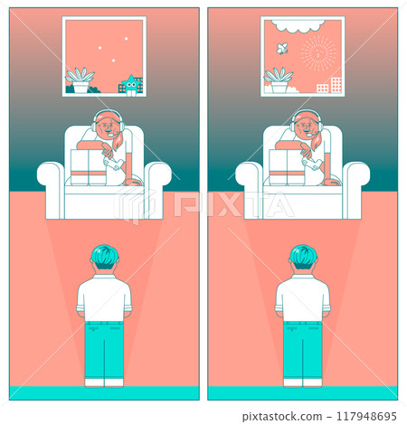 一個沉浸在遊戲中的女人和一個背後的男人 117948695