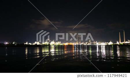 Starry sky with factory night view 117949421