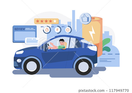 Man Riding Electronic Vehicle And Giving A Review 117949770