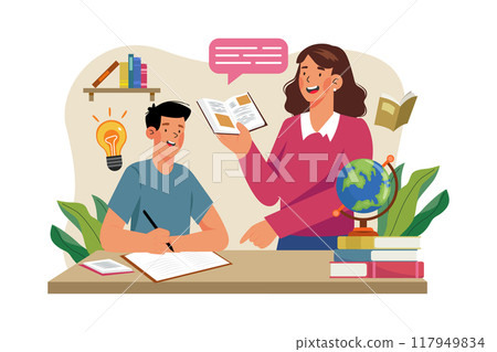 Teacher's Day Illustration concept. A flat illustration isolated on white background 117949834
