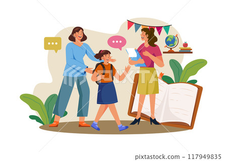 Teacher's Day Illustration concept. A flat illustration isolated on white background 117949835