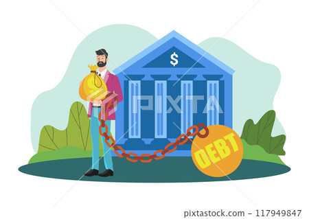 Man under debt from the bank 117949847