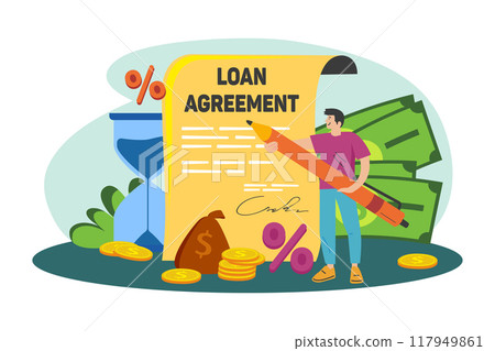 Man with the loan agreement Man with the loan agreement 117949861