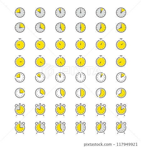 多彩可愛的滴答時鐘圖示集 多彩可愛的滴答時鐘圖示集 117949921