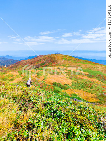 Climbing Mount Yakeishi in autumn (mountain summit): View towards Mount Higashi-Yakeishi Climbing Mount Yakeishi in autumn (mountain summit): View towards Mount Higashi-Yakeishi 117950118