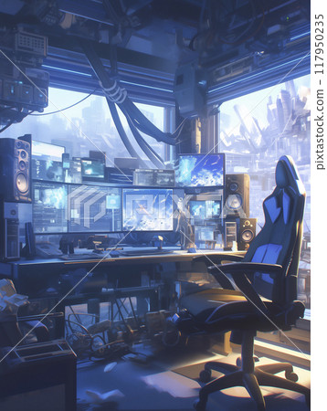 State-of-the-art computer room concept art unmanned 117950235