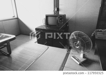 A nostalgic monochrome scene with Showa retro appliances A nostalgic monochrome scene with Showa retro appliances 117950325
