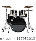 drum kit isolated on transparent background. Complete modern set of black drums. drum png. 117951013