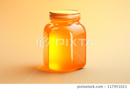 卡通3D一罐蜂蜜插画素材 117951021