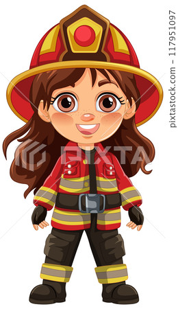 Brave Girl Firefighter Illustration 117951097