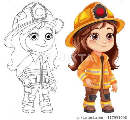 Cute Firefighter Girl Illustration Cute Firefighter Girl Illustration 117951098