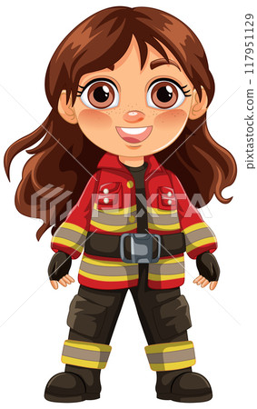 Brave Young Firefighter Girl 117951129