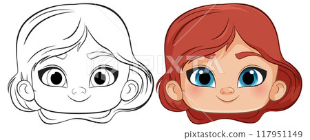 Cute Girl's Face Illustration 117951149