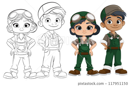Adventurous Kids in Overalls 117951150