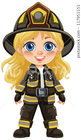 Brave Young Firefighter Girl 117951151