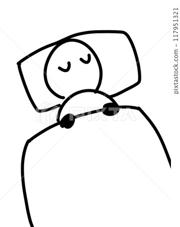 A relaxed illustration of a sleeping person A relaxed illustration of a sleeping person 117951321