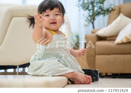 portrait of a baby girl portrait of a baby girl 117951429