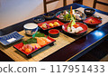 Table with Japanese cuisine 03 117951433