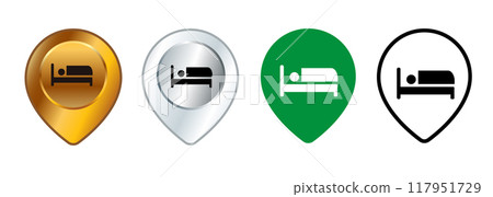 Motel hotel hostel staycation tourist destination navigation guides route map location pinpoint direction design set collection icons Motel hotel hostel staycation tourist destination navigation guides route map location pinpoint direction design set collection icons 117951729