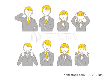 Reaction set of students in uniform 117951859