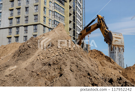 Big yellow excavator 117952242