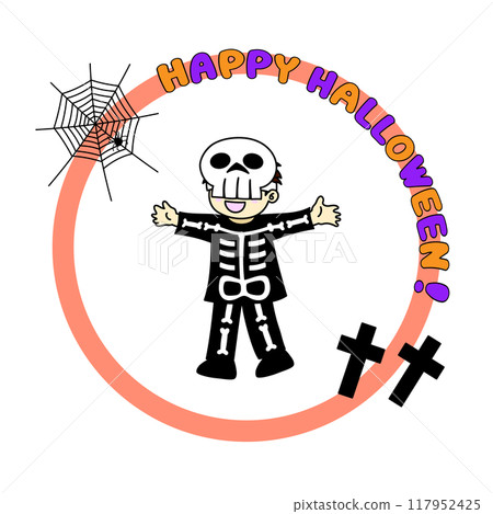 一個孩子裝扮成萬聖節的插圖素材 一個孩子裝扮成萬聖節的插圖素材 117952425