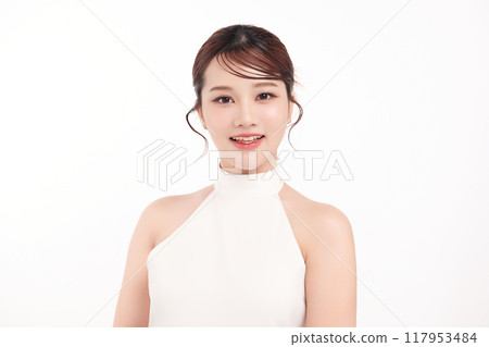 Beautiful young asian woman with clean fresh skin on white background, Face care, Facial treatment, Cosmetology, beauty and spa, Asian women portrait. Beautiful young asian woman with clean fresh skin on white background, Face care, Facial treatment, Cosmetology, beauty and spa, Asian women portrait. 117953484