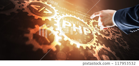 PHP. Web development concept. A general purpose interpreted scripting language PHP. Web development concept. A general purpose interpreted scripting language 117953532