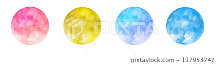 以透明水彩插圖繪製的彩色月亮插圖背景插圖 以透明水彩插圖繪製的彩色月亮插圖背景插圖 117953742