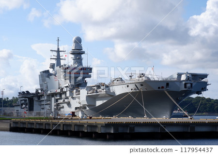 Italian Navy aircraft carrier Cavour anchored at Yokosuka base 117954437