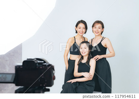 Group of female models photographed in studio 117954611