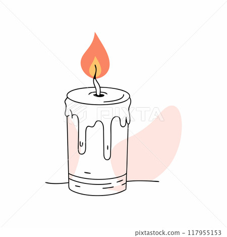 A simple, minimalist vector design showcasing a burning candle with soft, flowing wax. This clean and elegant illustration is perfect for various design projects, including digital media and print... A simple, minimalist vector design showcasing a burning candle with soft, flowing wax. This clean and elegant illustration is perfect for various design projects, including digital media and print... 117955153