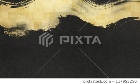 Japanese-style background, dynamism of the brush 117955250