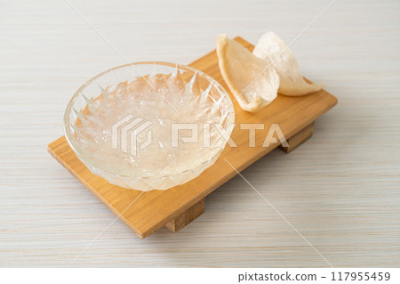 Edible bird's nest soup in glass bowl Edible bird's nest soup in glass bowl 117955459
