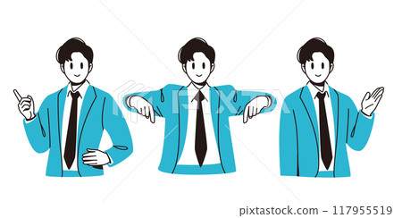 Businessman pointing pose set 117955519