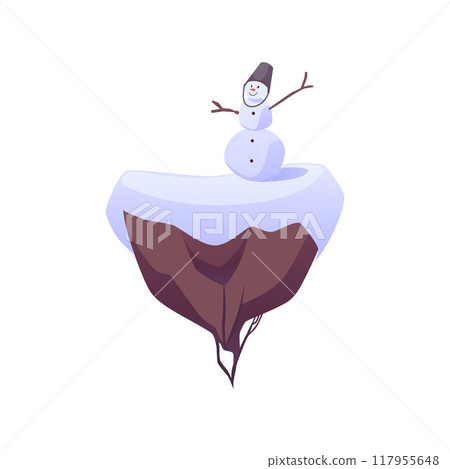Snowman on floating island vector illustration 117955648