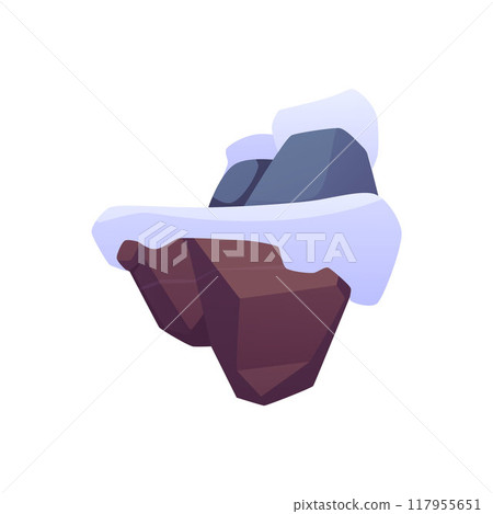 Flying empty snowy island. Mountains. Winter. 117955651