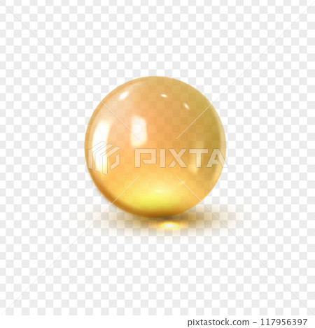 3d vector illustration of a golden shiny ball on a transparent background 117956397