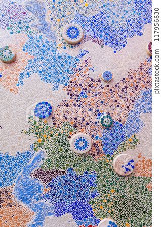 a pattern of colorful tiles and beads. a pattern of colorful tiles and beads. 117956830