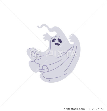 Vector illustrations for Halloween with a scary ghost isolated on a white background. Vector illustrations for Halloween with a scary ghost isolated on a white background. 117957153