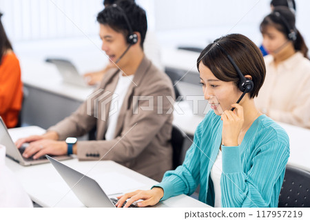 Young men and women receiving a seminar 117957219