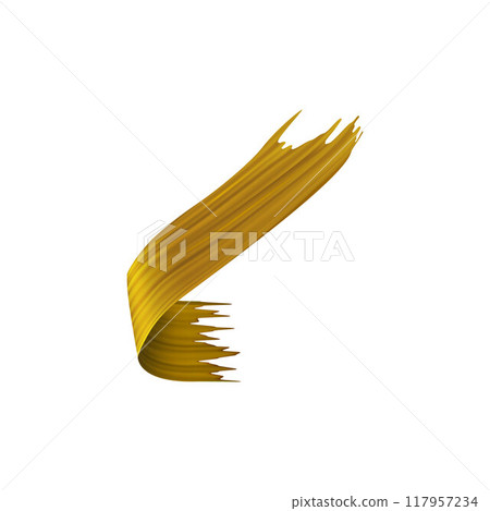 A 3d illustration depicting thick gold paint isolated on a white background 117957234