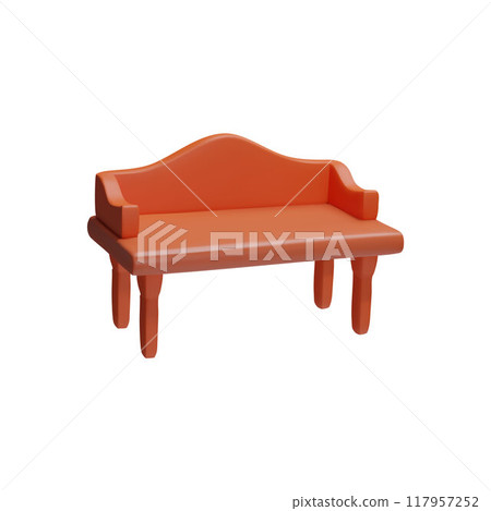 3D illustration depicting a wooden empty retro desk with a high stand. 3D illustration depicting a wooden empty retro desk with a high stand. 117957252