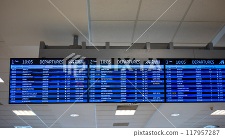 Electronic flight information display at Vaclav Havel International Airport in Prague, capital of the Czech Republic Electronic flight information display at Vaclav Havel International Airport in Prague, capital of the Czech Republic 117957287