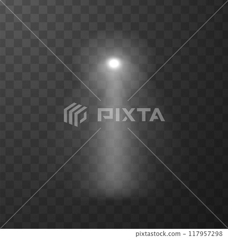 Vector spotlight effect with dust on transparent background. Vector spotlight effect with dust on transparent background. 117957298