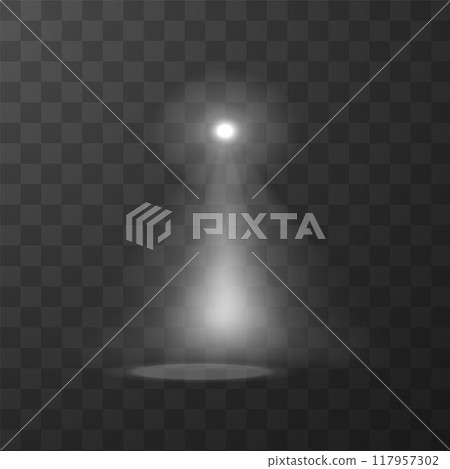 Spotlight with glowing beam vector illustration 117957302