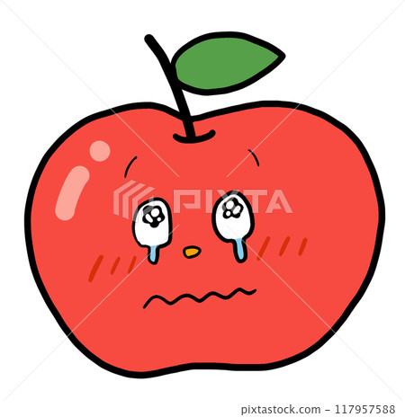 Illustration of an apple crying with joy 117957588