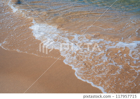 waves from the turquoise water of the beach , top view, waves from the turquoise water of the beach , top view, 117957715