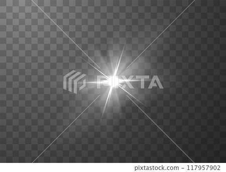 Sunlight glare effect on a transparent background. Element for design. 117957902