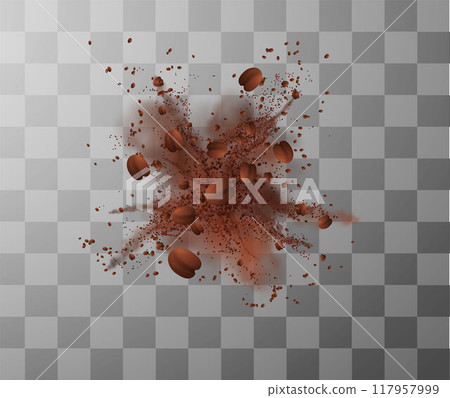 Vector illustration explosion of dust in the form of grains on a transparent background Vector illustration explosion of dust in the form of grains on a transparent background 117957999